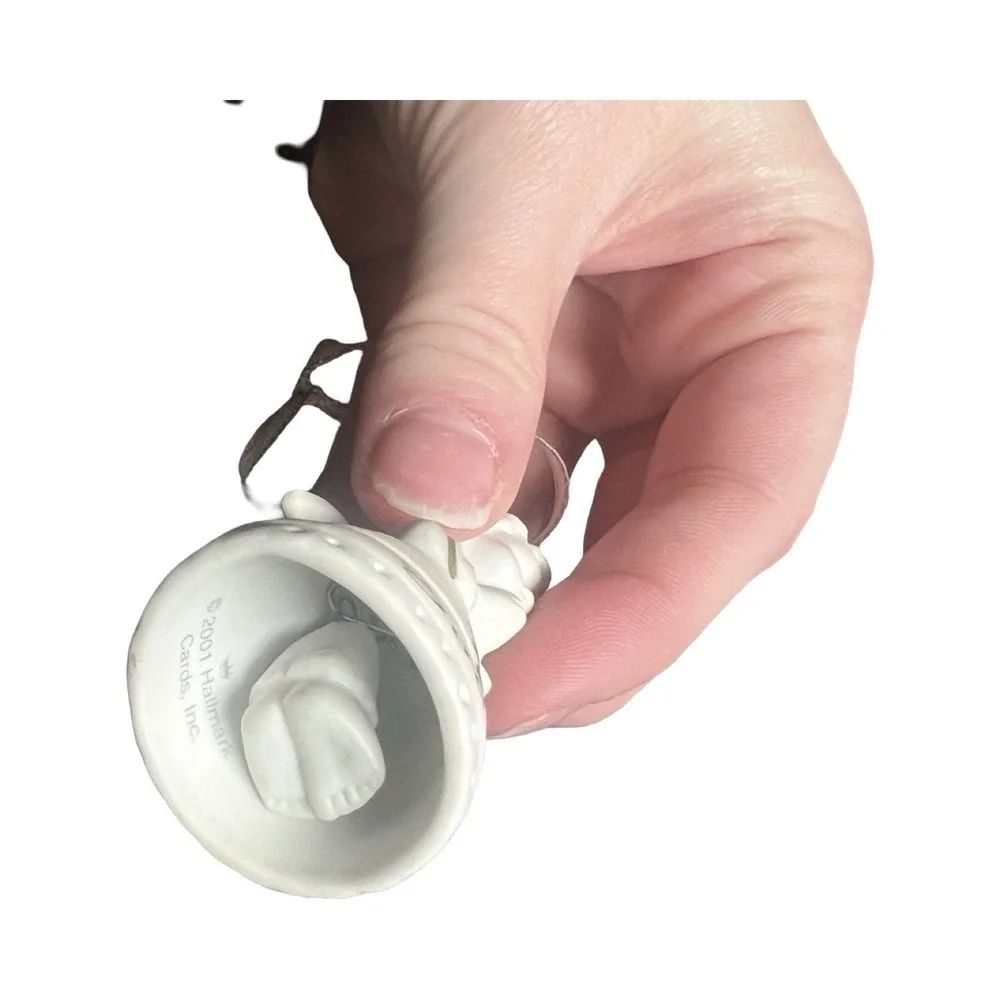 Hallmark Keepsake 2001 Godchild‎ Porcelain Bell Angel Ornament QX8452 White Gold